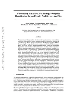Universality of Layer-Level Entropy-Weighted Quantization Beyond Model Architecture and Size