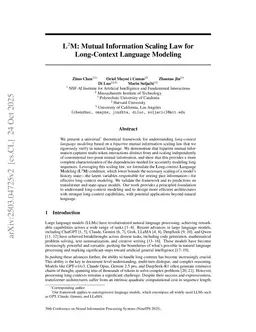 L$^2$M: Mutual Information Scaling Law for Long-Context Language Modeling