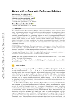 Games with $ω$-Automatic Preference Relations
