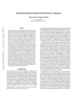 Maximizing Signal in Human-Model Preference Alignment