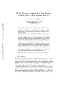 HyDA: Hypernetworks for Test Time Domain Adaptation in Medical Imaging Analysis