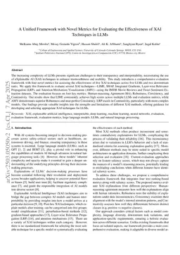 A Unified Framework with Novel Metrics for Evaluating the Effectiveness of XAI Techniques in LLMs