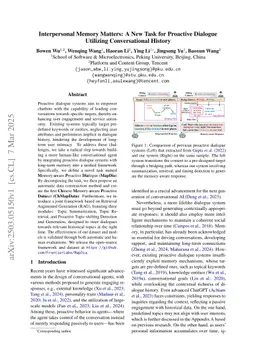 Interpersonal Memory Matters: A New Task for Proactive Dialogue Utilizing Conversational History