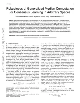 Robustness of Generalized Median Computation for Consensus Learning in Arbitrary Spaces