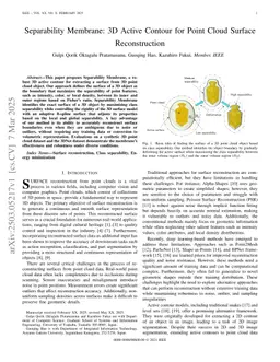 Separability Membrane: 3D Active Contour for Point Cloud Surface Reconstruction