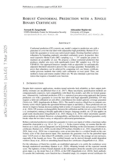Robust Conformal Prediction with a Single Binary Certificate