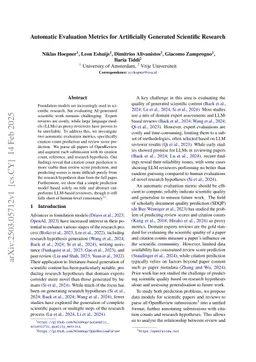 Automatic Evaluation Metrics for Artificially Generated Scientific Research