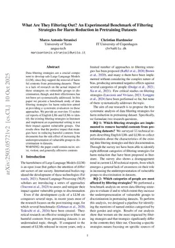 What Are They Filtering Out? An Experimental Benchmark of Filtering Strategies for Harm Reduction in Pretraining Datasets