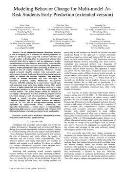 Modeling Behavior Change for Multi-model At-Risk Students Early Prediction (extended version)