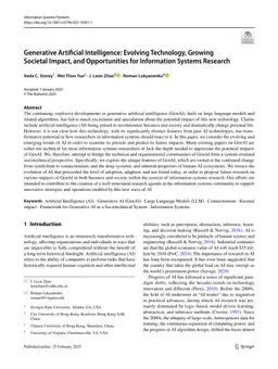 Generative Artificial Intelligence: Evolving Technology, Growing Societal Impact, and Opportunities for Information Systems Research