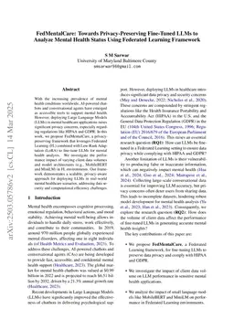 FedMentalCare: Towards Privacy-Preserving Fine-Tuned LLMs to Analyze Mental Health Status Using Federated Learning Framework
