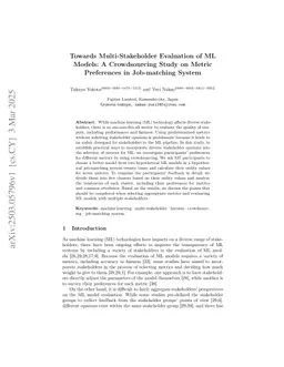 Towards Multi-Stakeholder Evaluation of ML Models: A Crowdsourcing Study on Metric Preferences in Job-matching System