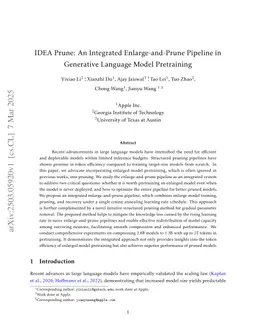 IDEA Prune: An Integrated Enlarge-and-Prune Pipeline in Generative Language Model Pretraining