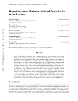 Dependency-aware Maximum Likelihood Estimation for Active Learning