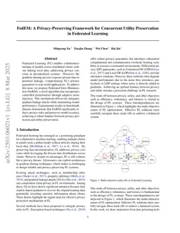FedEM: A Privacy-Preserving Framework for Concurrent Utility Preservation in Federated Learning