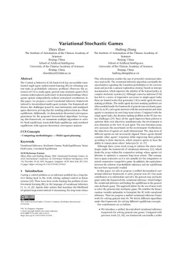 Vairiational Stochastic Games