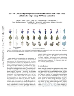 GSV3D: Gaussian Splatting-based Geometric Distillation with Stable Video Diffusion for Single-Image 3D Object Generation