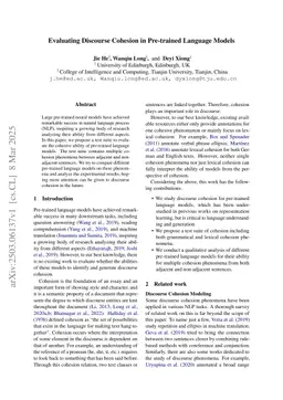 Evaluating Discourse Cohesion in Pre-trained Language Models