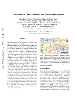 Secure On-Device Video OOD Detection Without Backpropagation