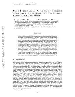 Make Haste Slowly: A Theory of Emergent Structured Mixed Selectivity in Feature Learning ReLU Networks