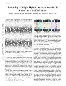 Removing Multiple Hybrid Adverse Weather in Video via a Unified Model