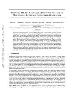 Poisoned-MRAG: Knowledge Poisoning Attacks to Multimodal Retrieval Augmented Generation