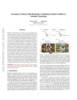 Learning to Unlearn while Retaining: Combating Gradient Conflicts in Machine Unlearning