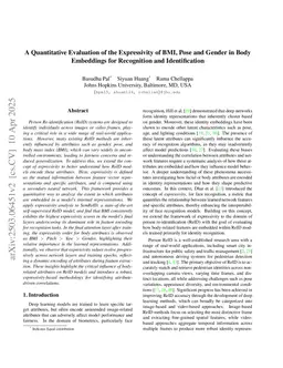 A Quantitative Evaluation of the Expressivity of BMI, Pose and Gender in Body Embeddings for Recognition and Identification