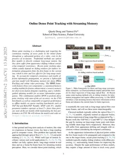 Online Dense Point Tracking with Streaming Memory
