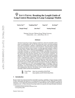 InftyThink: Breaking the Length Limits of Long-Context Reasoning in Large Language Models