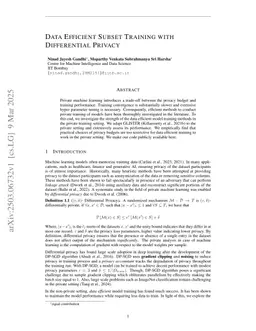 Data Efficient Subset Training with Differential Privacy