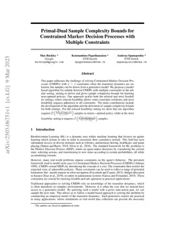 Primal-Dual Sample Complexity Bounds for Constrained Markov Decision Processes with Multiple Constraints