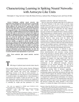 Characterizing Learning in Spiking Neural Networks with Astrocyte-Like Units