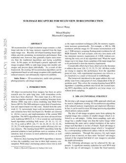 Sub-Image Recapture for Multi-View 3D Reconstruction