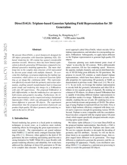 DirectTriGS: Triplane-based Gaussian Splatting Field Representation for 3D Generation