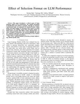 Effect of Selection Format on LLM Performance
