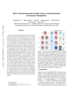 MIGA: Mutual Information-Guided Attack on Denoising Models for Semantic Manipulation