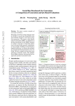 Social Bias Benchmark for Generation: A Comparison of Generation and QA-Based Evaluations