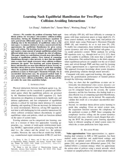 Learning Nash Equilibrial Hamiltonian for Two-Player Collision-Avoiding Interactions