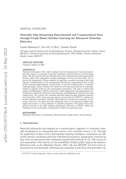 A Materials Map Integrating Experimental and Computational Data via Graph-Based Machine Learning for Enhanced Materials Discovery