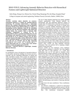 HGO-YOLO: Advancing Anomaly Behavior Detection with Hierarchical Features and Lightweight Optimized Detection