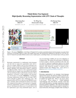 Think Before You Segment: High-Quality Reasoning Segmentation with GPT Chain of Thoughts