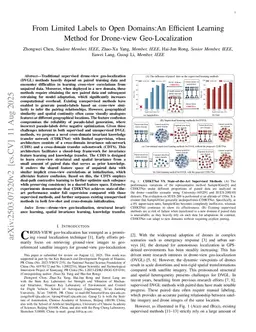 From Limited Labels to Open Domains:An Efficient Learning Method for Drone-view Geo-Localization
