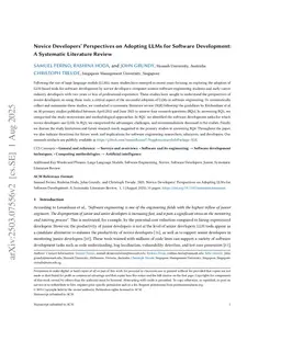 Novice Developers' Perspectives on Adopting LLMs for Software Development: A Systematic Literature Review