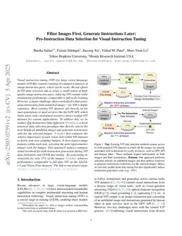 Filter Images First, Generate Instructions Later: Pre-Instruction Data Selection for Visual Instruction Tuning
