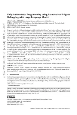 Fully Autonomous Programming using Iterative Multi-Agent Debugging with Large Language Models