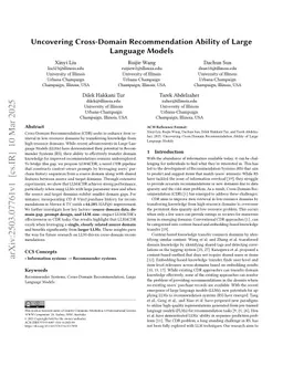 Uncovering Cross-Domain Recommendation Ability of Large Language Models