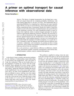 A primer on optimal transport for causal inference with observational data