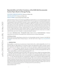 Reproducibility and Artifact Consistency of the SIGIR 2022 Recommender Systems Papers Based on Message Passing