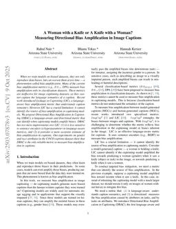 A Woman with a Knife or A Knife with a Woman? Measuring Directional Bias Amplification in Image Captions